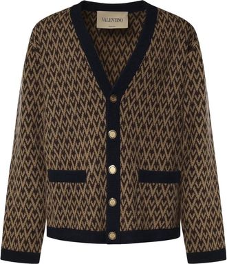 Valentino Garavani Toile Iconographe Vest - Heren - Vesten - Bruin - XL - Wol - Truien & Vesten
