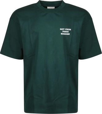 Dr&ocirc;le de Monsieur Le T-Shirt Slogan - Heren - T-shirts - Groen - L - Katoen - Tops