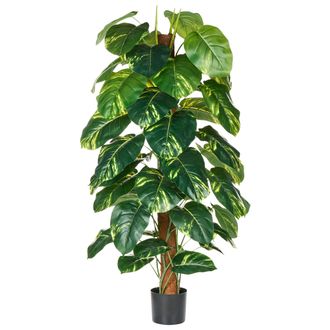 Beliani Planta Artificial En Maceta De Material Sint&eacute;tico Verde Y Negro 152 Cm Accesorio Decorativo Para Interiores Dieffenbachia