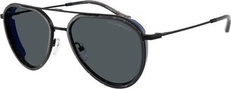 Emporio Armani Dark Grey Pilot Mens Sunglasses EA2163 300180 56