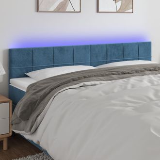 vidaXL Cabecero Con Led De Terciopelo Azul Oscuro 180x5x78/88 Cm Vidaxl
