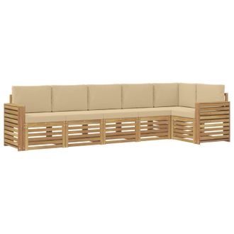 vidaXL Conjunto De Sof&aacute;s De Exterior 6 Uds. Y Beige Poli&eacute;ster Vidaxl