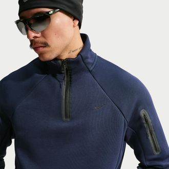 Nike Mens Tech Fleece Quarter-Zip Top in Blue | IZ6621-451