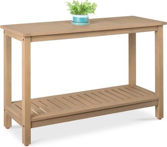 Best Choice Products 48in 2-Shelf Indoor Outdoor Wooden Console Table Multifunctional Buffet Bar Storage