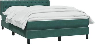 vidaXL Cama Box Spring Con Colch&oacute;n Terciopelo Verde Oscuro 160x220 Cm Vidaxl