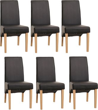 Hhg [nunca Usado] Lote De 6 Sillas De Comedor Silla De Cocina Silla M37, Piel Sint&eacute;tica Mate, Negra, Patas Claras