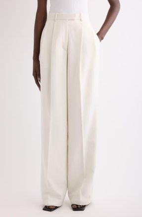 Givenchy Double Pleat Wool & Mohair Wide Leg Pants in White at Nordstrom, Size 2 Us
