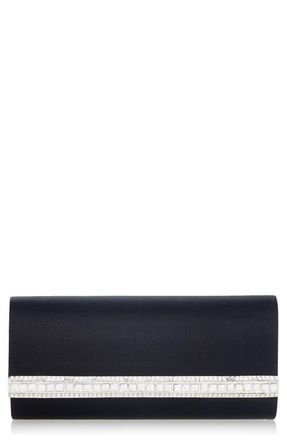 Judith Leiber Perry Crystal Bar Satin Clutch in Silver Black at Nordstrom