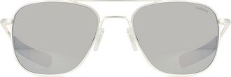 Randolph Aviator Perfect Pair Polarized AF508 Mens Sunglasses Silver Size 55
