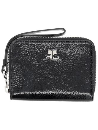 Courr&egrave;ges Black Naplack Glossy Textured Leather Wallet