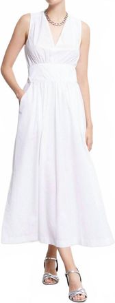 ottod'Ame Poplin V-Neck Long Dress In Bianco