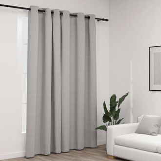OEM Cortina Opaca, Con Aspecto De Lino, Con Ojales, Gris, 290x245 Cm