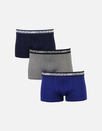 GANT Mens GANT 3-Pack Core Boxer Trunks, Light Grey Melange - Grey/Black - Size: 32/30/31