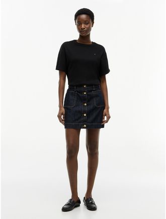 Tommy Hilfiger Womens High-Rise Denim Mini Skirt - Navy - M