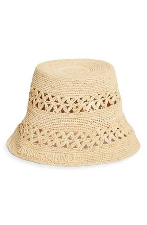 Zimmermann Raffia Bucket Hat in Natural at Nordstrom, Size Medium