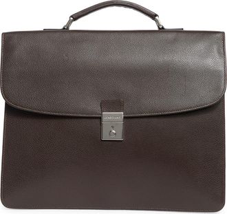 Longchamp Leather Flap Briefcase in Moka at Nordstrom Rack