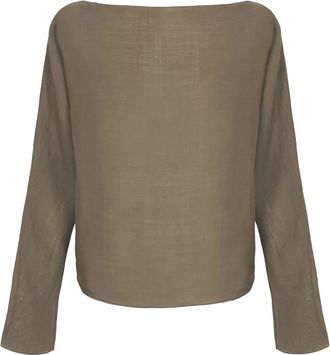 Cortana Poona- top van ramie moca- - Dames - Blouses - Grijs - XS - Overhemden