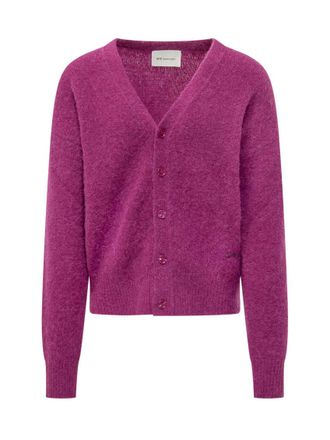 Ami Fuchsia Knitted V Neck Cardigan