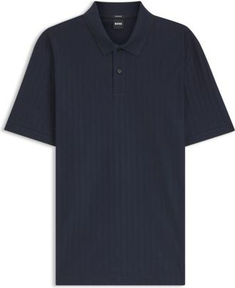BOSS Striped cotton polo shirt with tipping