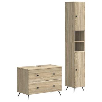 vidaXL Juego De Gabinete De Ba&ntilde;o De 2 Piezas Breda Roble Sonoma Vidaxl