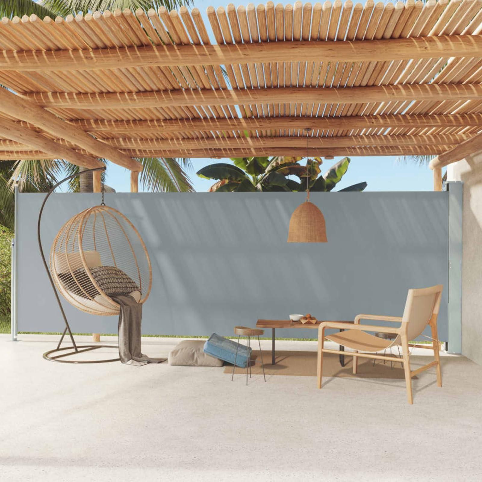 Festnight Seitenmarkise 170x600 Cm – Ausziehbar, Sicht- & Sonnenschutz Für Balkon & Terrasse, In Creme