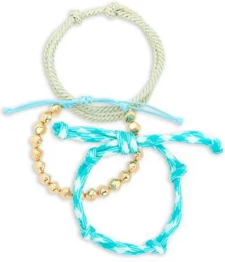 Leith 3-Pack Beaded Paracord Slider Bracelets in Blue Multi- Gold at Nordstrom Rack