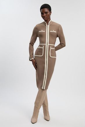 Karen Millen Bandage Military Piping Midi Dress in Taupe at Nordstrom, Size 10