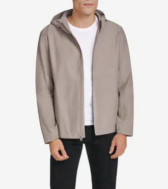 Cole Haan Mens Packable Running Rain Jacket - Beige Size Medium