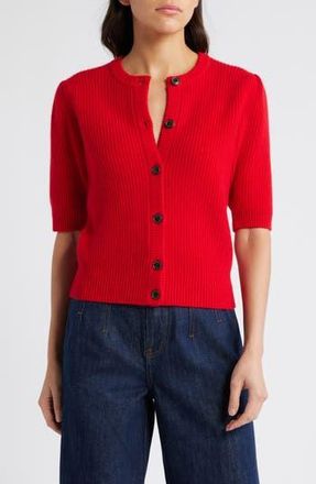 Frame Denim Shrunken Rib Wool & Cashmere Cardigan in True Red at Nordstrom Rack, Size Small
