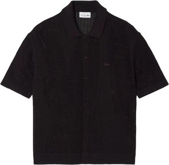 Lacoste Shirt met kanten breisel - Heren - Korte mouwen Overhemden - Bruin - L - Overhemden