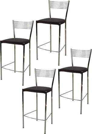 Tommychairs Tommychairs 4 Taburetes Elegance Acero Cromado Asiento Polipiel Moka