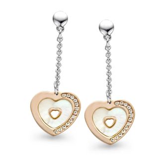 Orphelia WoMens 925 Sterling Silver Drop Earrings - Silver/Rose ZO-5150 - Silver & Rose Gold - One Size