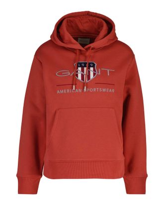 GANT Kapuzensweatshirt GANT ARCHIVE SHIELD HOODIE, Damen, Gr. L, modern rust, Sweatware, Obermaterial: 78% Baumwolle, 22% Polyester, regular fit normal, Ru