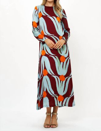 Oliphant Long Sleeve Shift Maxi Dress In Tulip Orange
