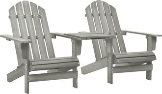 vidaXL Sillas Adirondack De Jard&iacute;n Y Mesita Madera Maciza Abeto Gris Vidaxl