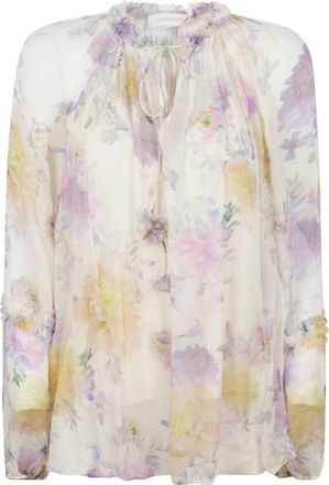 Zimmermann Luna Ruffle Billow Blouse - Dames - Blouses - Veelkleurig - L - Polyester - Overhemden