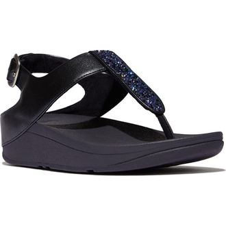 FitFlop Fino Crystal T-Strap Sandal in Midnight Navy at Nordstrom Rack, Size 10