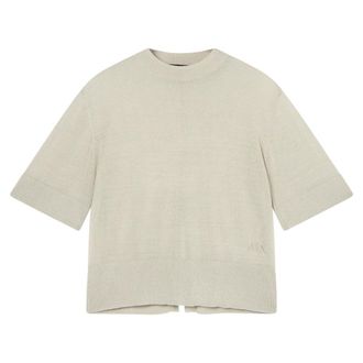 A|X Armani Exchange T-Shirts, female, Beige, Size: L Linen-viscose Mix Cut-out Top