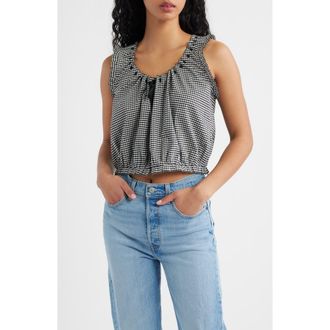 D&ocirc;en Traveler Organic Cotton Gingham Top in Noir La Maddalena Gingham at Nordstrom, Size Xx-Small