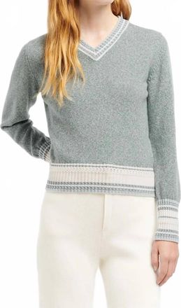 Barrie Cashmere V-Neck Sweater In Carskey Rocks/stripes