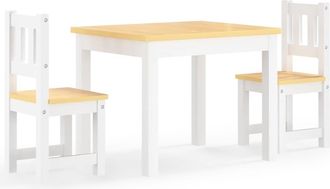 vidaXL Mesa Y Silla Infantil 3 Pzas Mdf Blanco Y Beige Vidaxl
