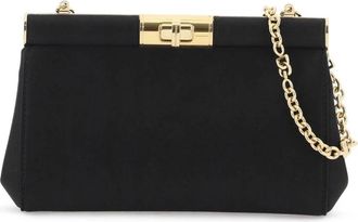 Dolce & Gabbana Zijden Satijn Twist Lock Clutch - Dames - Schoudertassen - Zwart - ONE Size - Satijn - Tassen