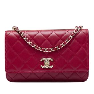Chanel Pre-owned Wallet on Chain - Dames - Pre-owned - Rood - Maat: ONE Size Leer