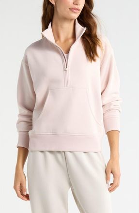 Zella Cloud Fleece Half Zip Sweatshirt in Pink Hush at Nordstrom, Size Medium