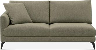 Castlery Lena Left Arm 2 Seater Sofa Customized, Performance Classic Twill Moss, Matte Black Legs, Spill Resistant, Removable Covers for Castlery
