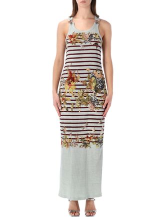 Jean Paul Gaultier Mariniere Grape Ribbed Cotton Dress