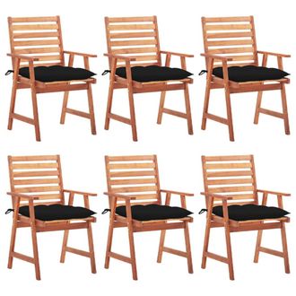 vidaXL Vidaxl - Sillas Comedor De Jard&iacute;n Y Cojines 6 Uds Madera Maciza Acacia