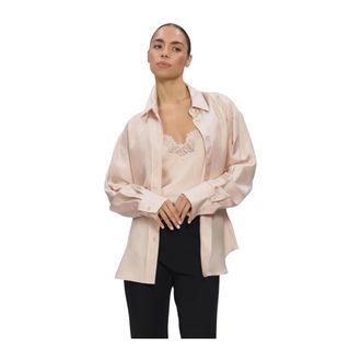 R&oacute;he Silk Shaped Shirt - Dames - Blouses & Shirts - Roze - Maat: L Zijde