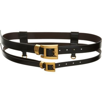 Versace Double Row Harness Belt in Black Gold at Nordstrom, Size 80