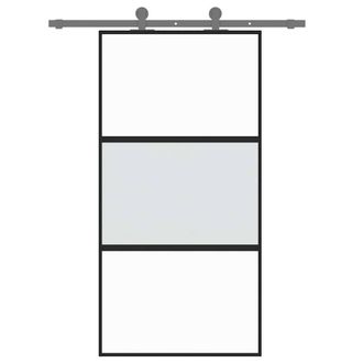 Berkfield Home Sliding Door Black 102.5x205 cm Tempered Glass & Aluminium